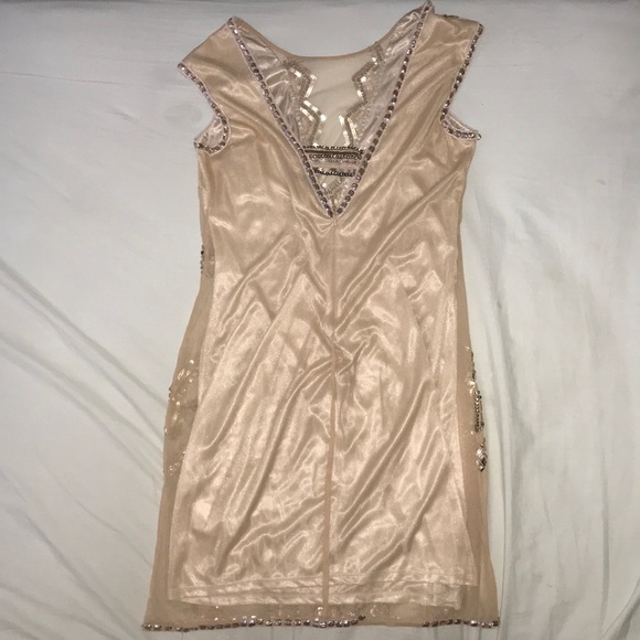 Beige cocktail sequin dress - Picture 4 of 4